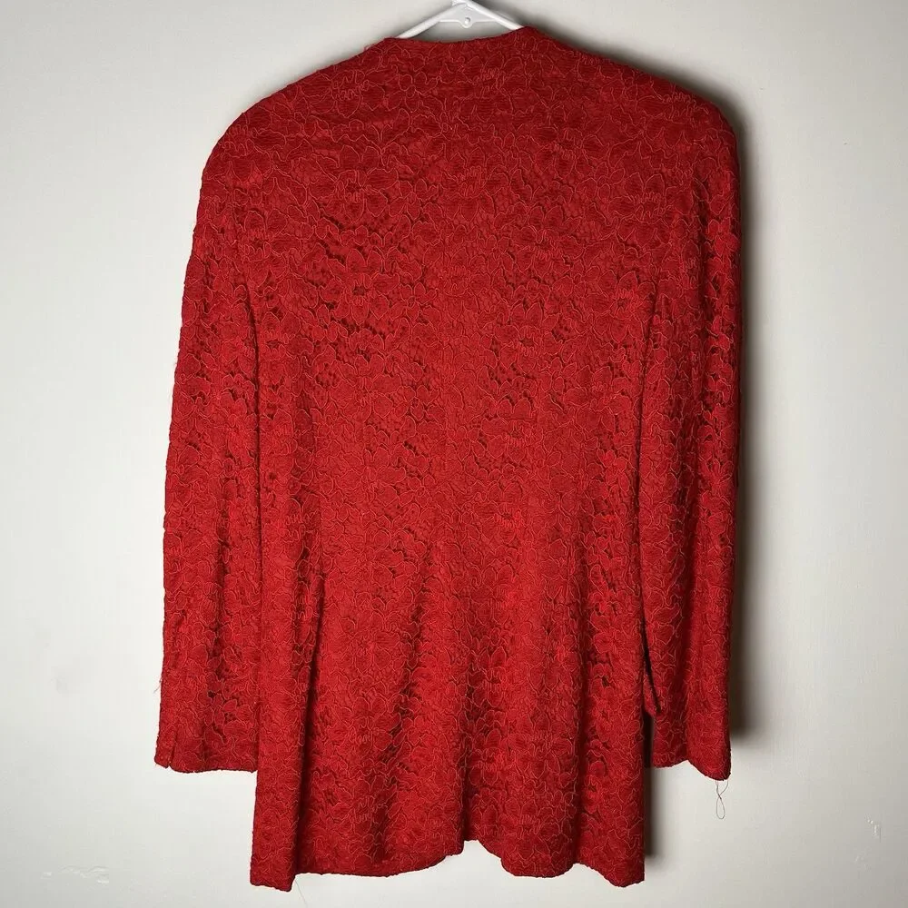 Christian Dior Vintage Red Blazer‎ Jacket Lace Size 6​